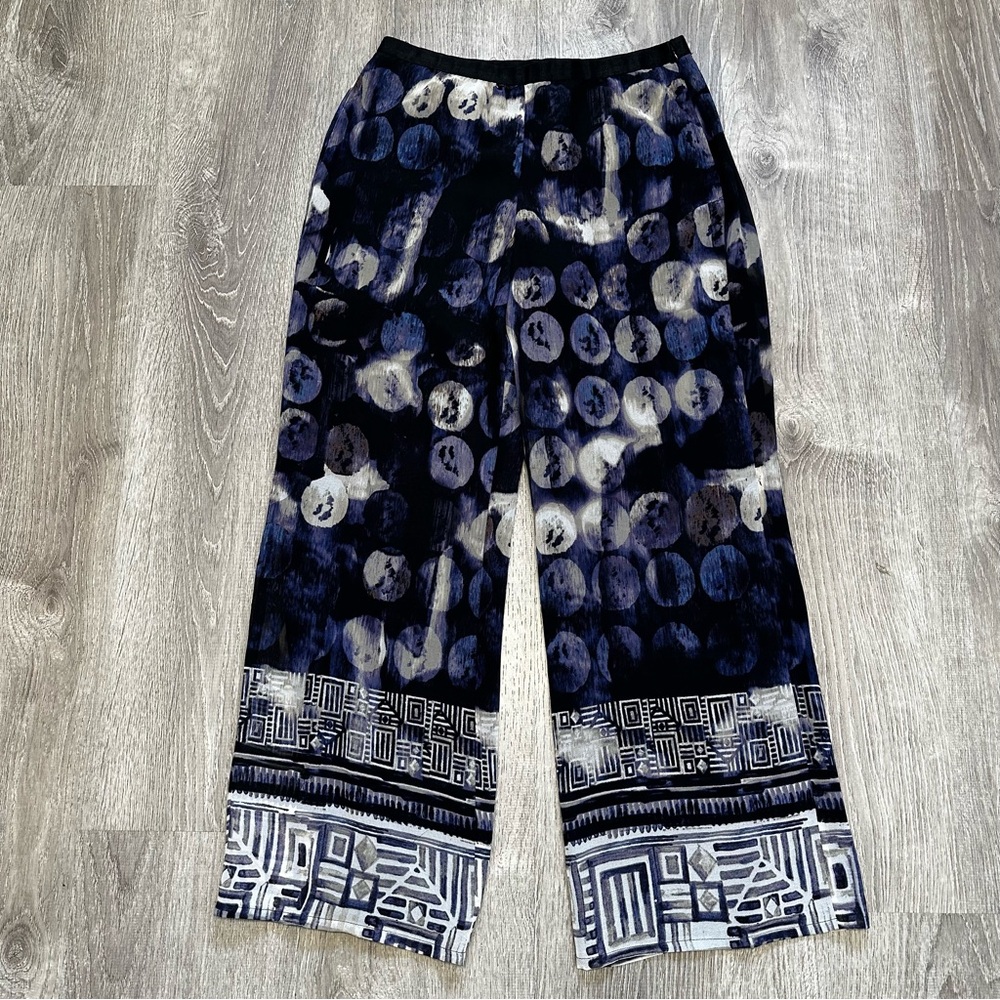 NIC+ZOE purple‎ and Black Palazzo Pants with Bold Print